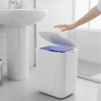 poubelle automatique antibactérienne lampe bleue HygieSense