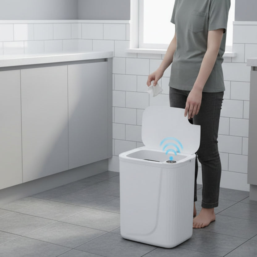 poubelle automatique design blanc hygiénique HygieSense