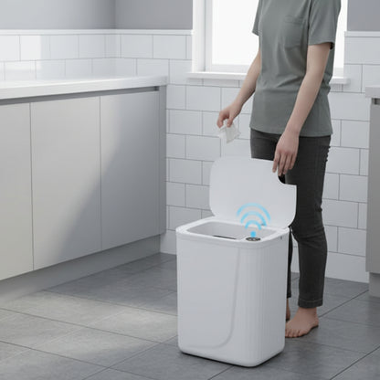 poubelle automatique design blanc hygiénique HygieSense