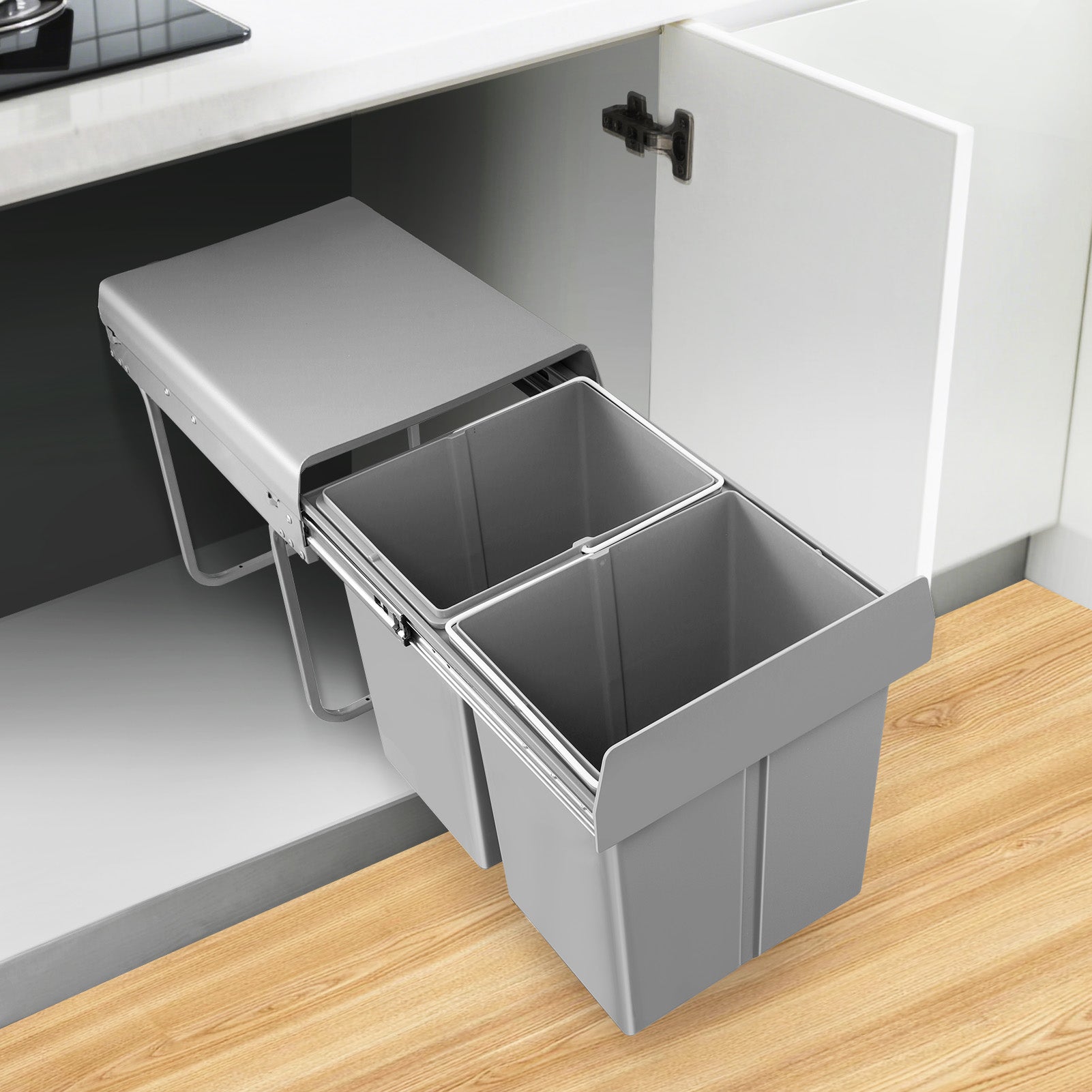 poubelle coulissante metal ABS robuste durable gris SubtleBin