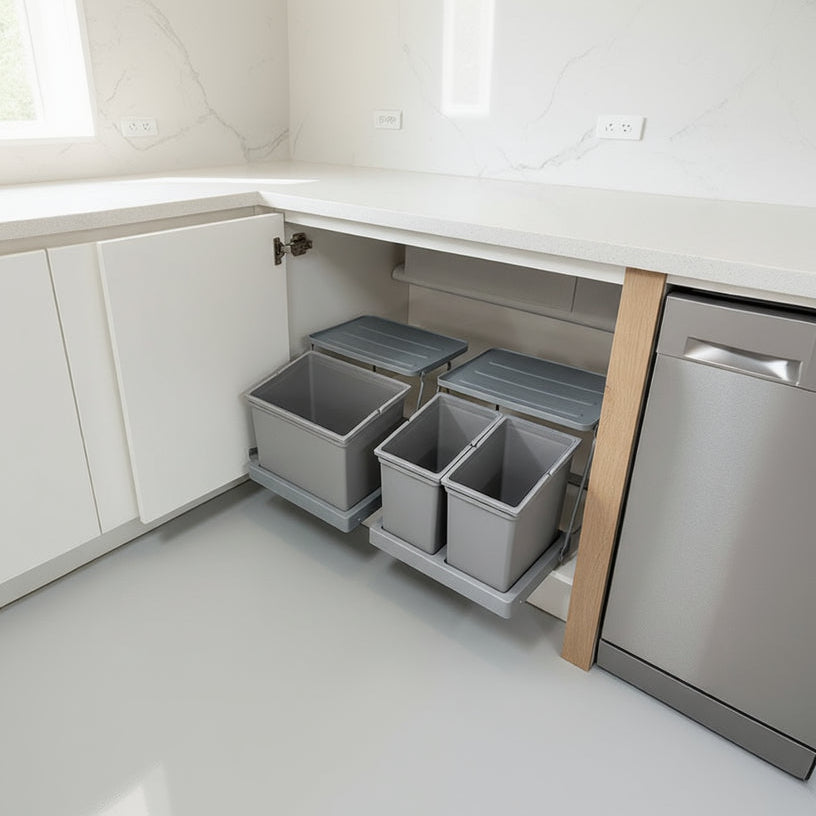 Poubelle coulissante sous evier métal anticorrosion résistant humidité SinkMate Bin16L