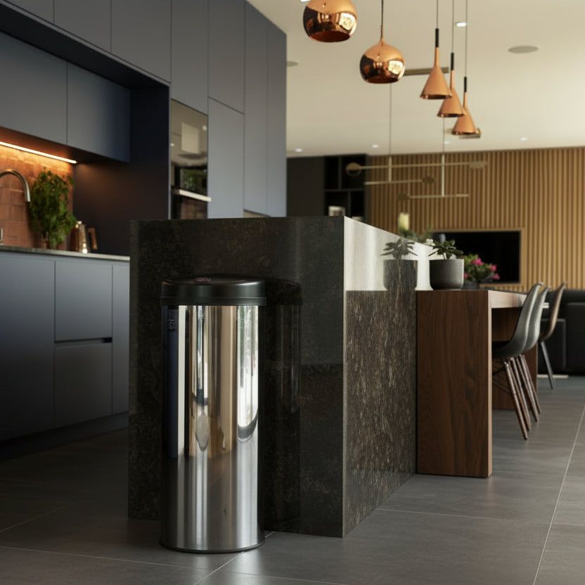 poubelle cuisine 50L acier inoxydable design argente contemporain InoxiSense
