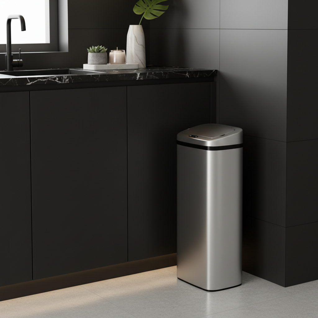 poubelle cuisine 50l capteur automatique acier inox Pureva50