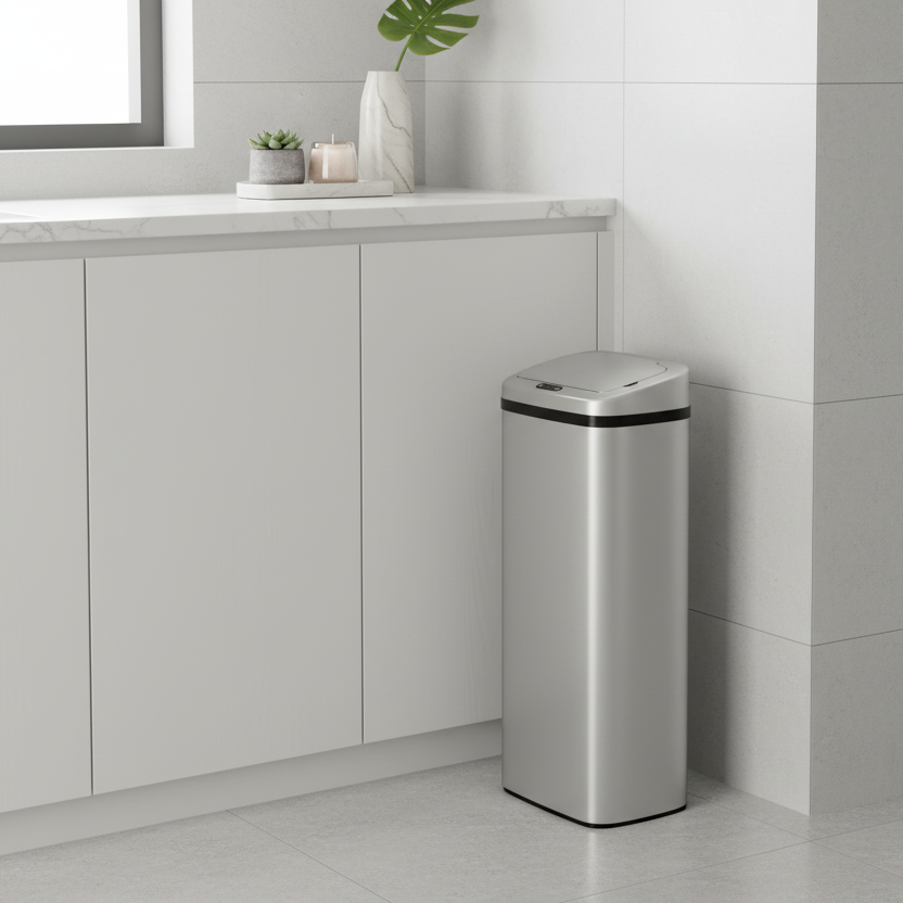 Poubelle cuisine 50l capteur automatique sans contact acier inox Pureva50