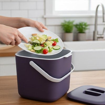 poubelle cuisine dechets organiques portable violet Purevia