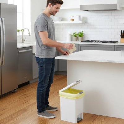 poubelle cuisine mains libres design blanc EasyPedal