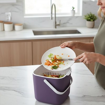poubelle cuisine plan travail moderne Purevia