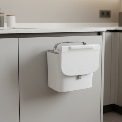 Poubelle cuisine sous évier 7L Blanc gris compacte pratique PorteMalin