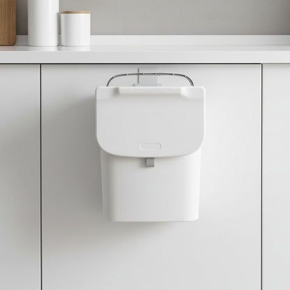 Poubelle cuisine sous évier 9L Blanc gris compacte pratique PorteMalin