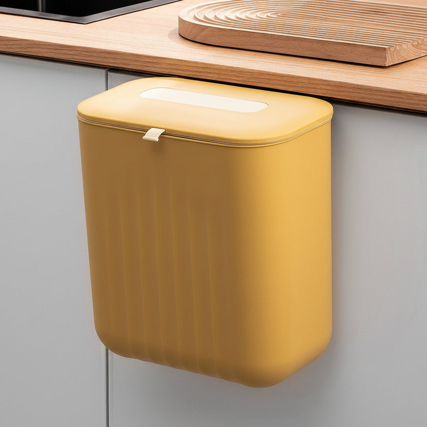 poubelle cuisine sous evier suspendue porte Jaune 11L SpaceSaver Bin