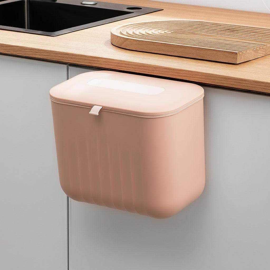poubelle cuisine sous evier suspendue porte rose 7L SpaceSaver Bin
