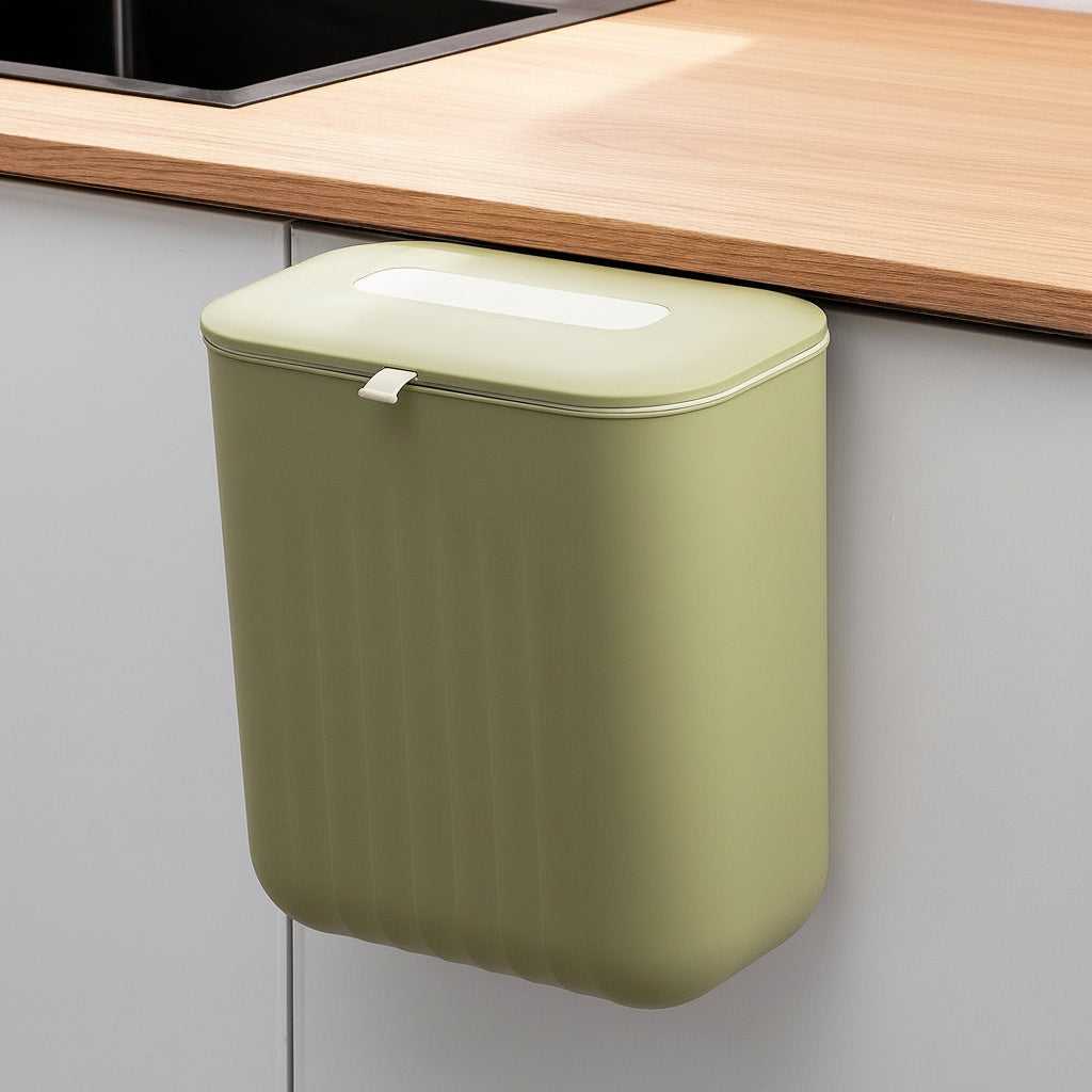 poubelle cuisine sous evier suspendue porte verte 11L SpaceSaver Bin