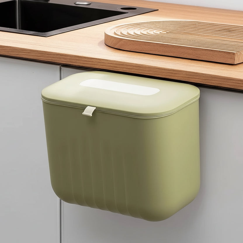 poubelle cuisine sous evier suspendue porte verte 7L SpaceSaver Bin