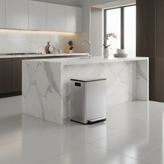 poubelle de cuisine 50l acier inoxydable argente elegant AuraSteel50