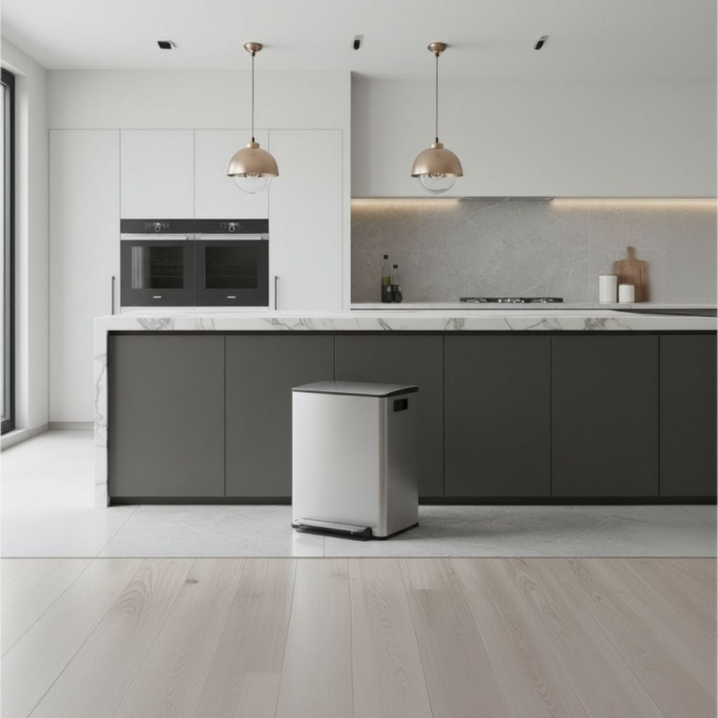 poubelle de cuisine 50l pedale robuste mains libres hygienique AuraSteel50