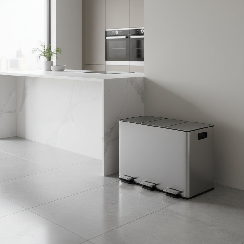 poubelle de cuisine tri acier fermeture douce silencieuse RecyNova