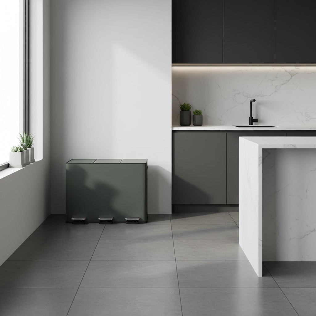 poubelle de cuisine tri inox hermétique anti odeurs design RecyNova