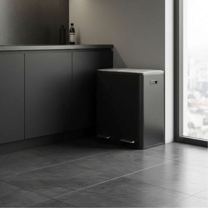 poubelle de tri 2 compartiments cuisine hygiénique organisée elegante EcoEleganceDuo60L