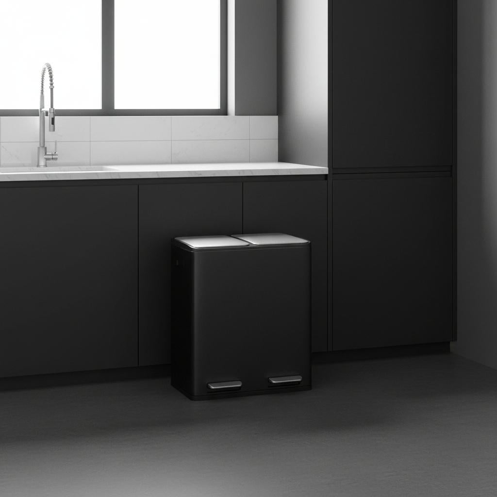 poubelle de tri 2 compartiments double bac design moderne EcoEleganceDuo60L