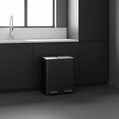 poubelle de tri 2 compartiments double bac design moderne EcoEleganceDuo60L