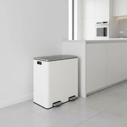 poubelle de tri cuisine hygiénique mains libres élégante blanc Dualis60L