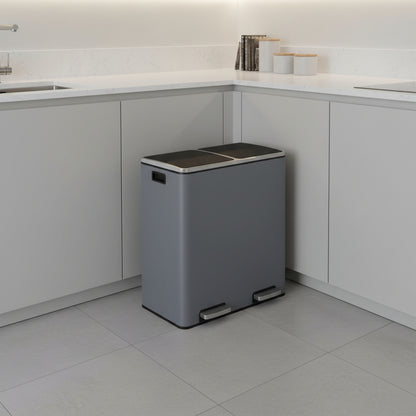 poubelle de tri cuisine hygiénique mains libres élégante gris Dualis60L