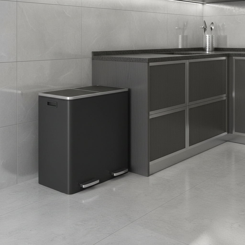 poubelle de tri cuisine hygiénique mains libres élégante noir Dualis60L