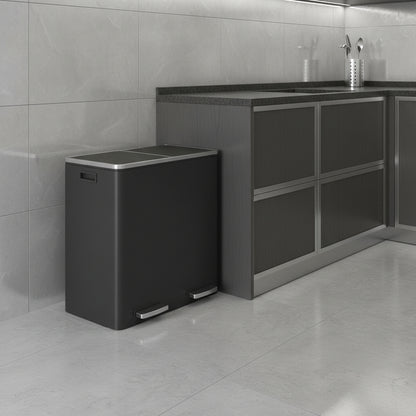poubelle de tri cuisine hygiénique mains libres élégante noir Dualis60L