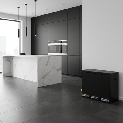 poubelle de tri cuisine hygiénique mains libres pratique TripleClean45L Black
