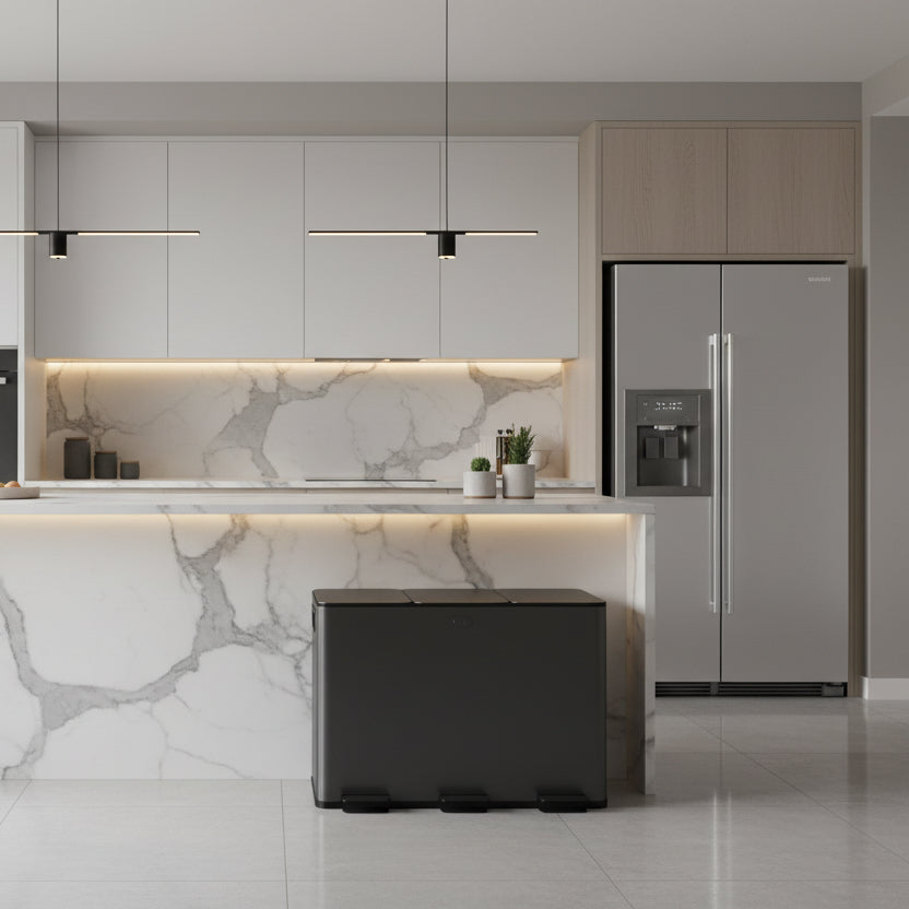 poubelle de tri cuisine pedale mains libres silencieuse TripleSort