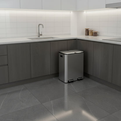 Poubelle de tri hygiénique pédale mains libres élégante DuoClean60L