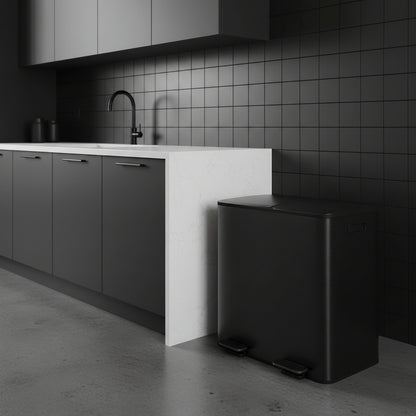 poubelle de tri mains libres seaux amovibles pratique noir Binova
