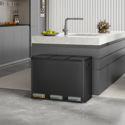 poubelle de tri pedales colorees fermeture douce silencieuse TripleClean45L Black