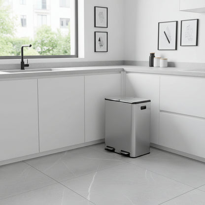 Poubelle de tri pratique durable Inoxa DuoClean 60L