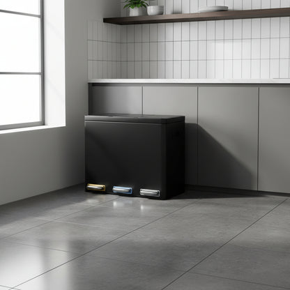poubelle de tri recyclage organise design moderne elegante TripleClean45L Black