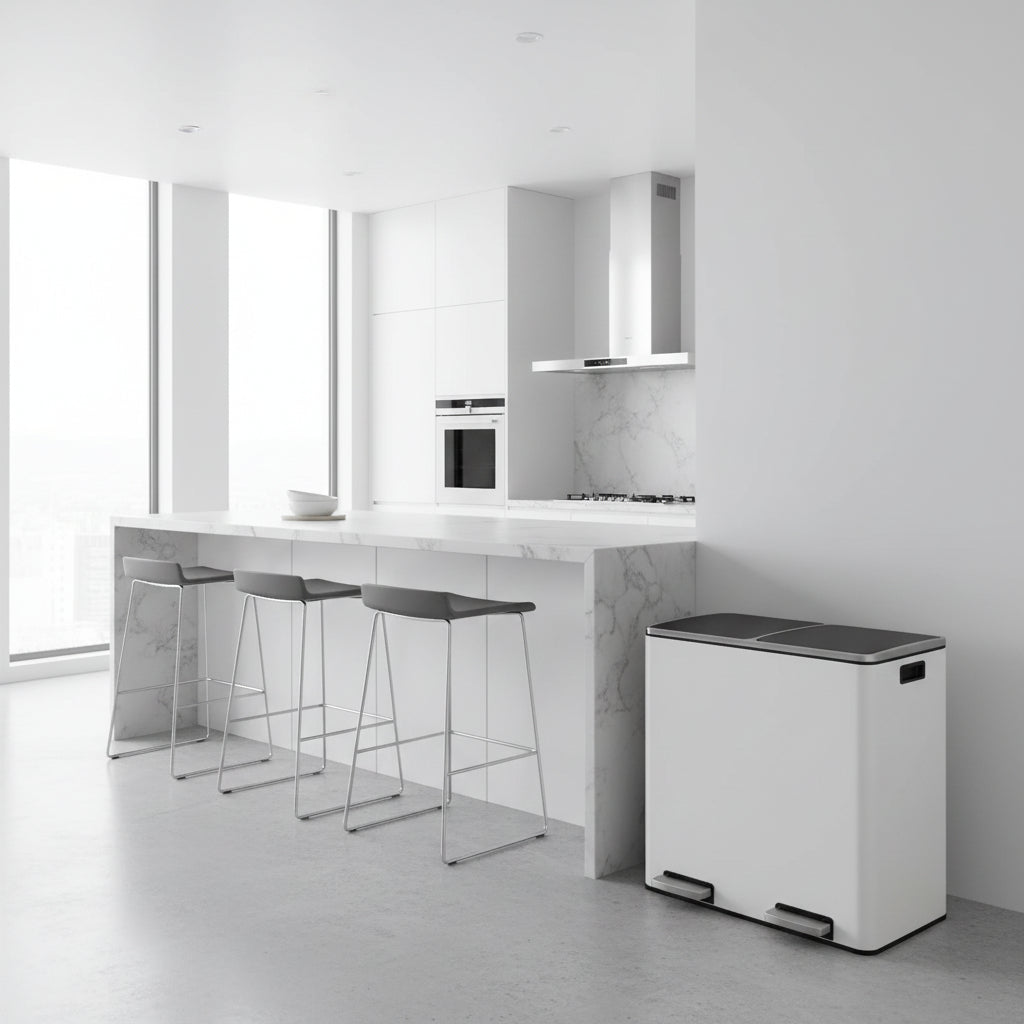 poubelle de tri recyclage organisé grande capacité familiale blanc Dualis60L