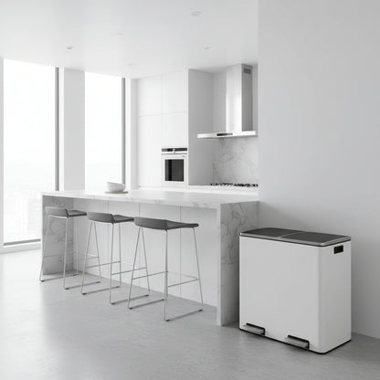 poubelle de tri recyclage organisé grande capacité familiale blanc Dualis60L
