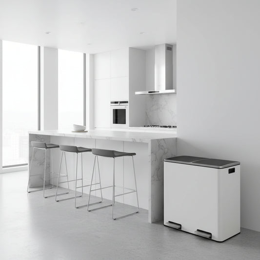 poubelle de tri recyclage organisé grande capacité familiale blanc Dualis60L