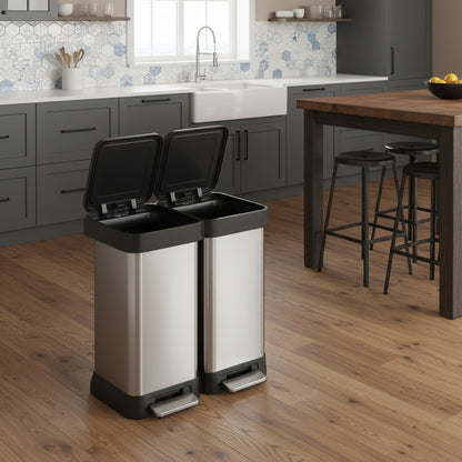 poubelle de tri selectif acier inoxydable design élégant EcoDual