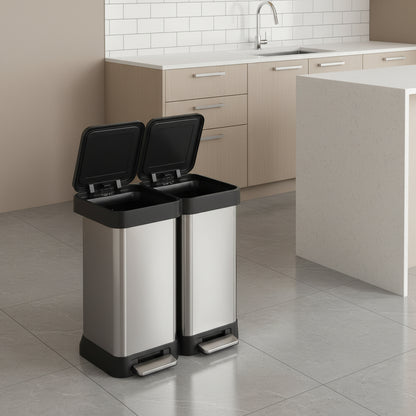 poubelle de tri selectif cuisine étanche anti odeurs moderne EcoDual
