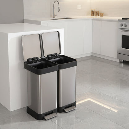 poubelle de tri selectif double bac compacte EcoDual