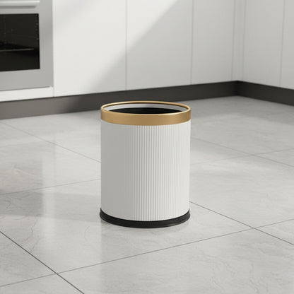 poubelle design moderne ouverte blanc bordure doree 23.5x23.5x27cm NordikBin Gold