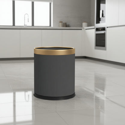 poubelle design moderne ouverte gris bordure doree 23.5x23.5x27cm NordikBin Gold