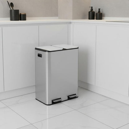 poubelle double compartiment 2x30l acier inoxydable Inoxa DuoClean60L