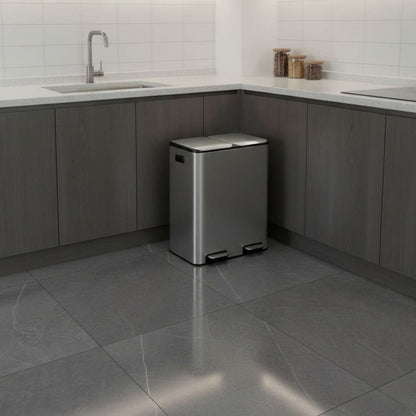 poubelle double compartiment 2x30l hygienique pedale mains libres elegante DuoClean60L