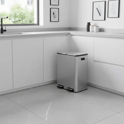 poubelle double compartiment 2x30l pratique durable cuisine rangee propre InoxaDuoClean60L