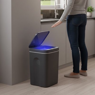 poubelle electronique infrarouge sans contact gris fonce NeoSense