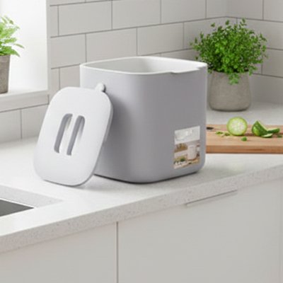 poubelle en plastique résistante usage domestique grise AeroClean