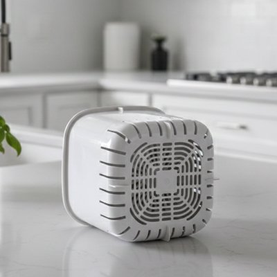 poubelle en plastique ventilée cuisine compacte grise AeroClean