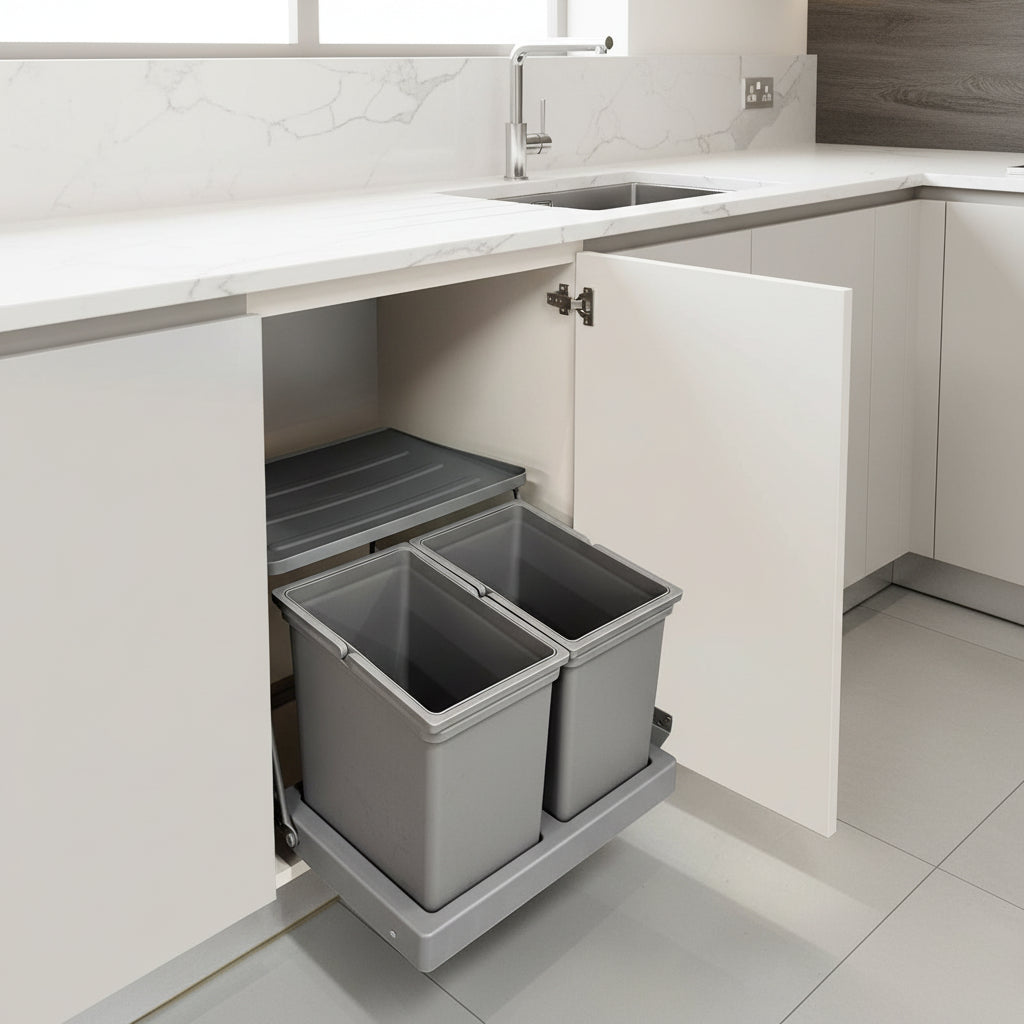 poubelle encastrable sous evier structure métallique déploiement silencieux CabinGuard14L